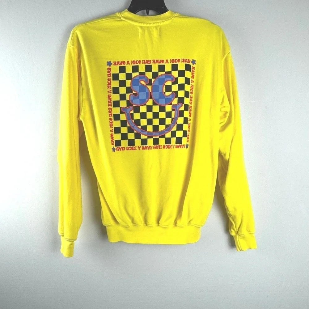 SoulCycle Graphic Sweatshirt Medium Yellow 100% Cotton Made in USA Y2K Skater 90